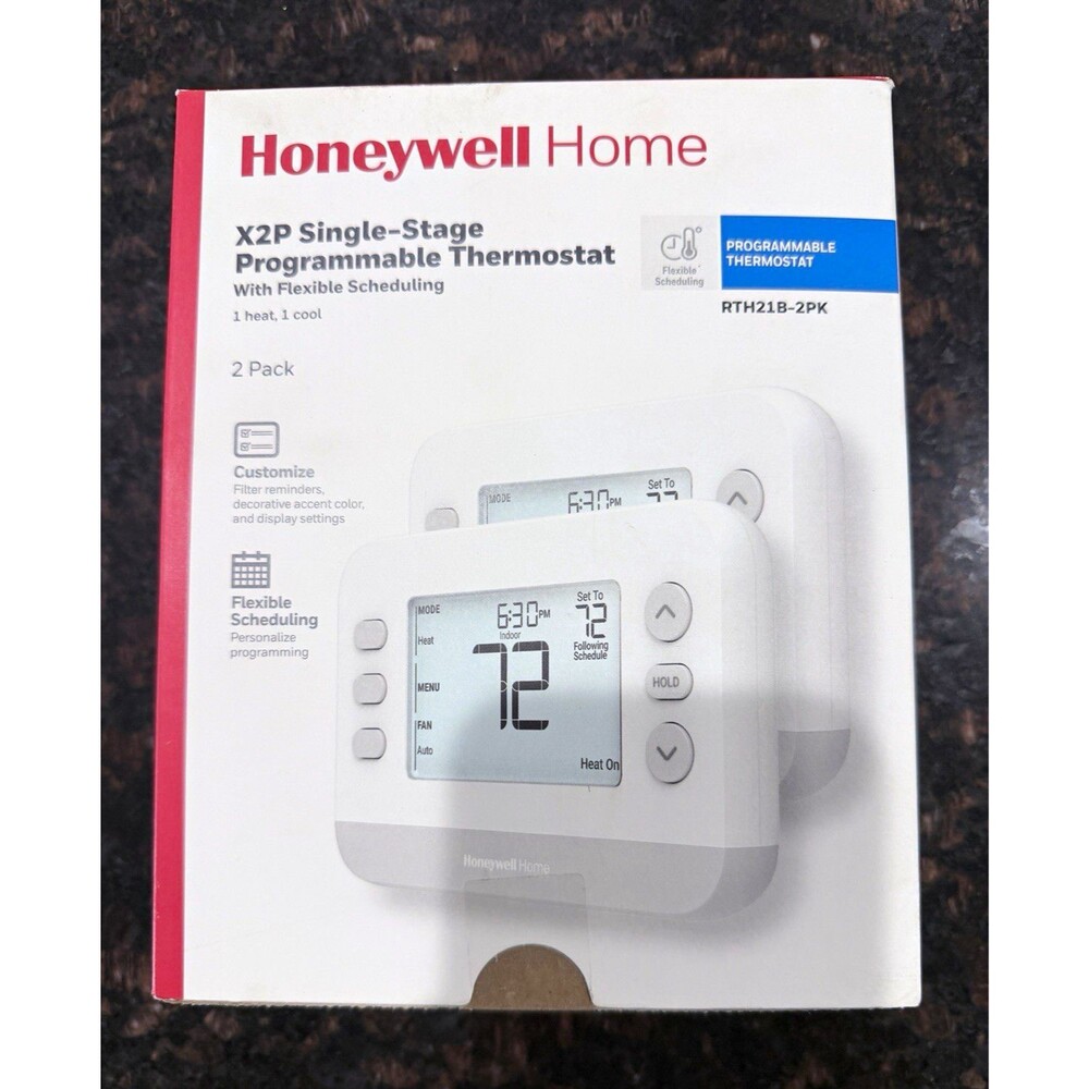 Honeywell Home X2P Single-Stage Programmable Thermostat 2-Pack RTH21B-2PK